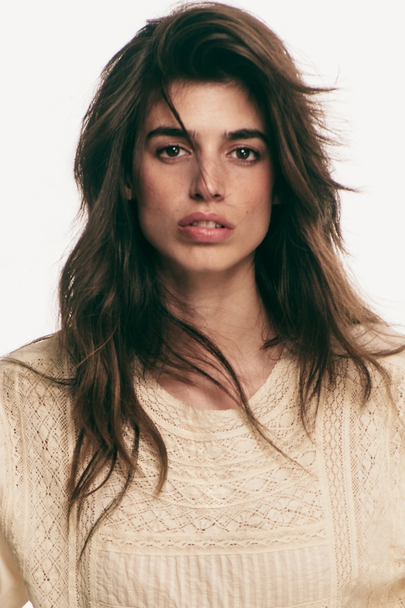 Lace-Inset Cotton Blouse