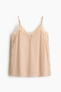 Lace-Trimmed Viscose Top