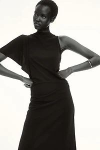 Robe asymétrique en jersey point de Rome