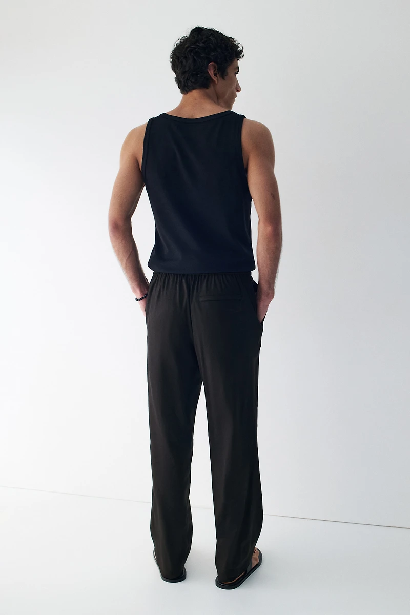 Easy Care Loose-Fit Linen-Blend Pants