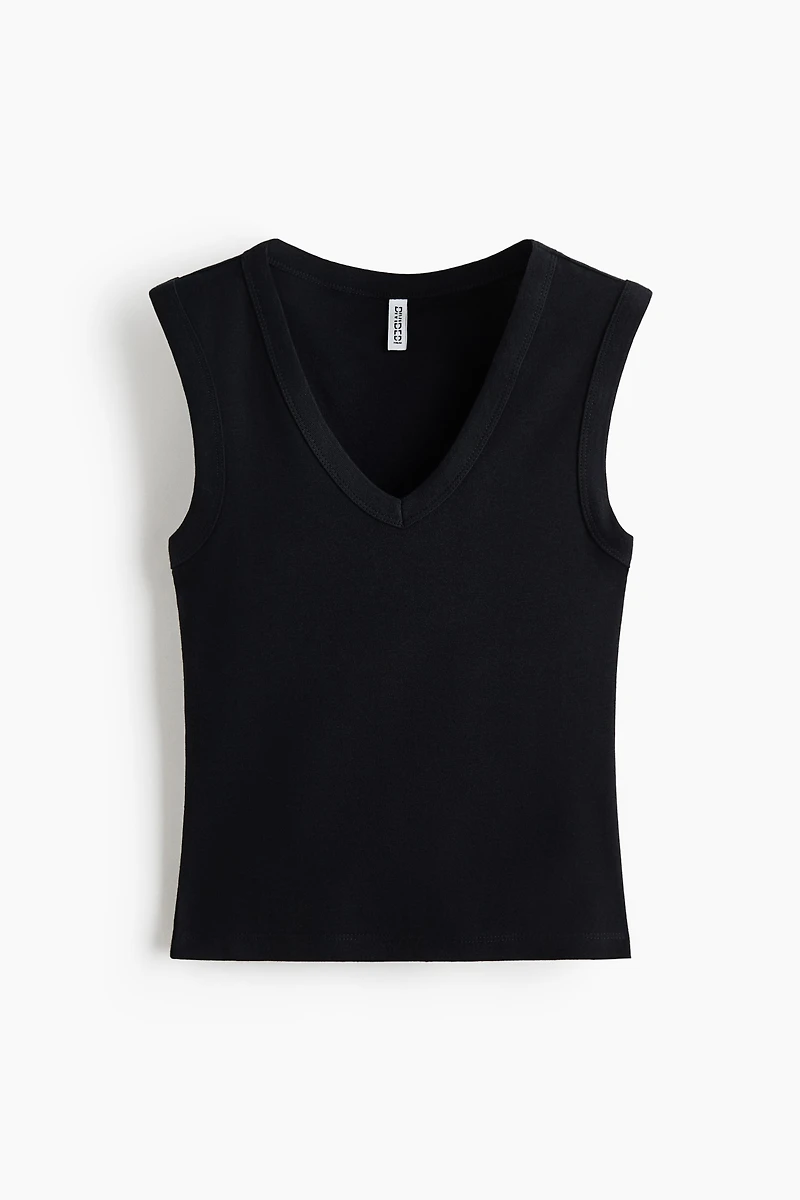 Ribbed V-Neck Tank Top