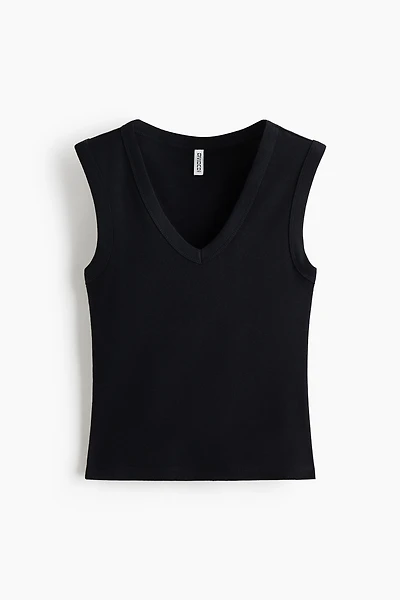 Ribbed V-Neck Tank Top