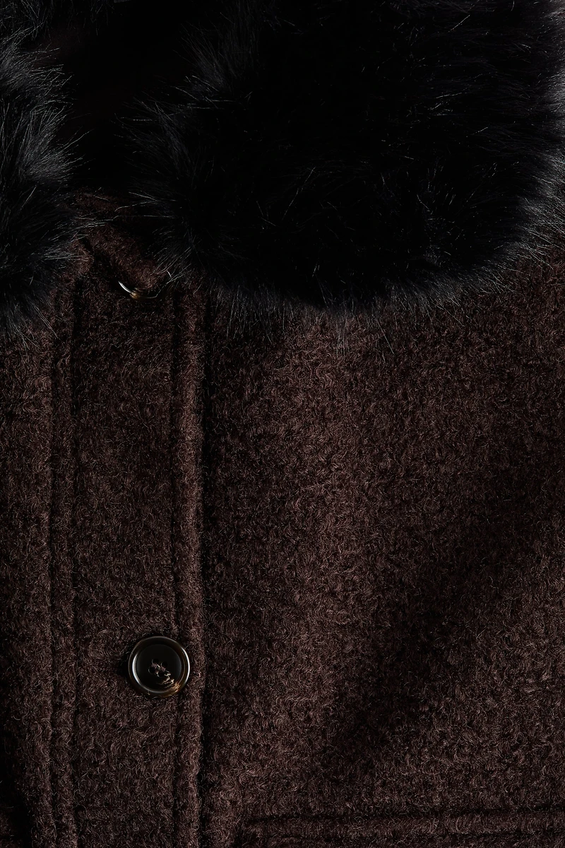 Twill Jacket with Fluffy Collar