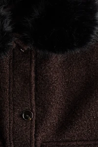 Twill Jacket with Fluffy Collar