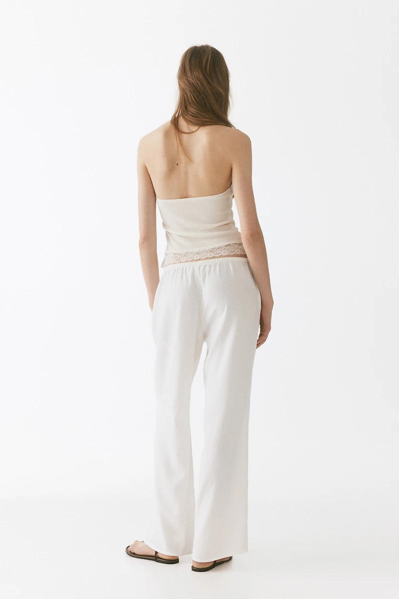 Linen-Blend Drawstring Pants