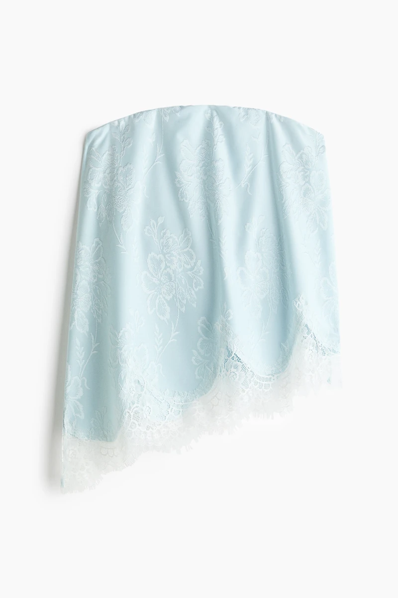 Asymmetric Jacquard-Jersey Bandeau Top