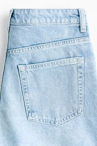 Raw-edge denim shorts