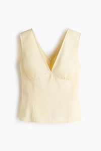 Linen-Blend Tie-Back Top