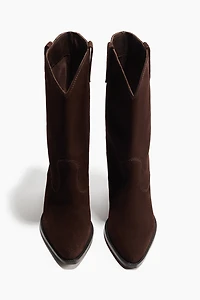 Calf-High Suede Cowboy Boots