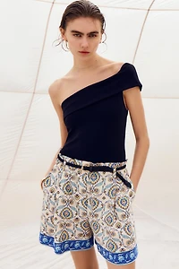 Belted Linen-Blend Shorts