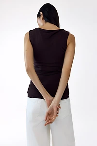 MAMA Sleeveless Boat-Neck Top