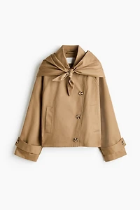 Short Trench Coat with Scarf