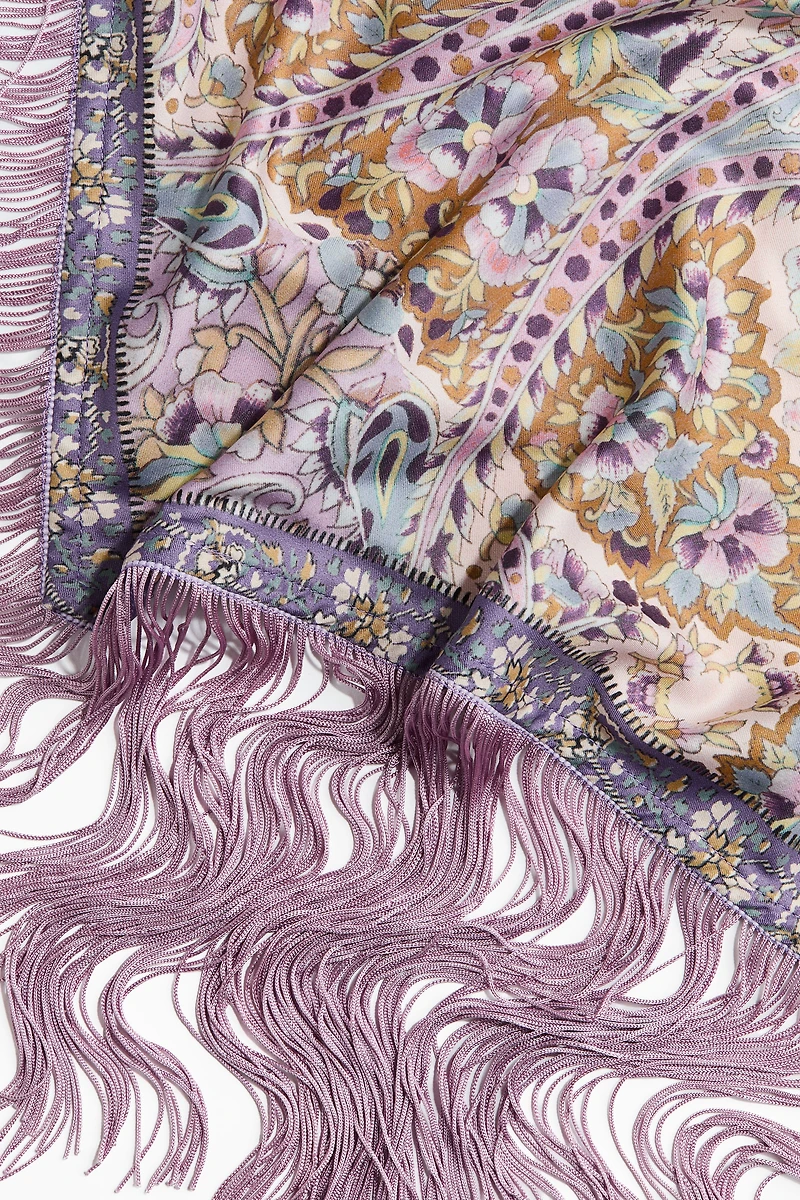 Fringed Satin Hip Scarf