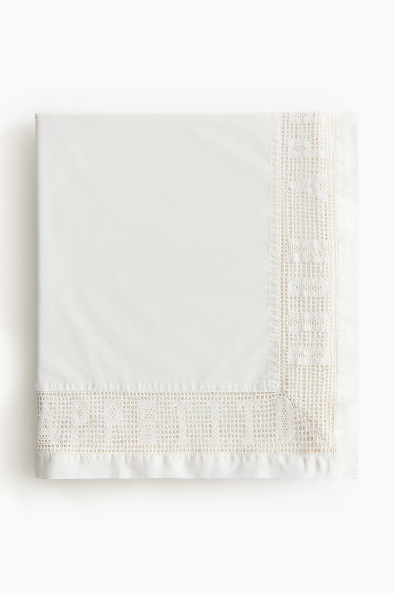Lace-Trimmed Cotton Tablecloth