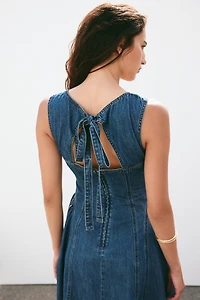 Flared-Skirt Twill Dress