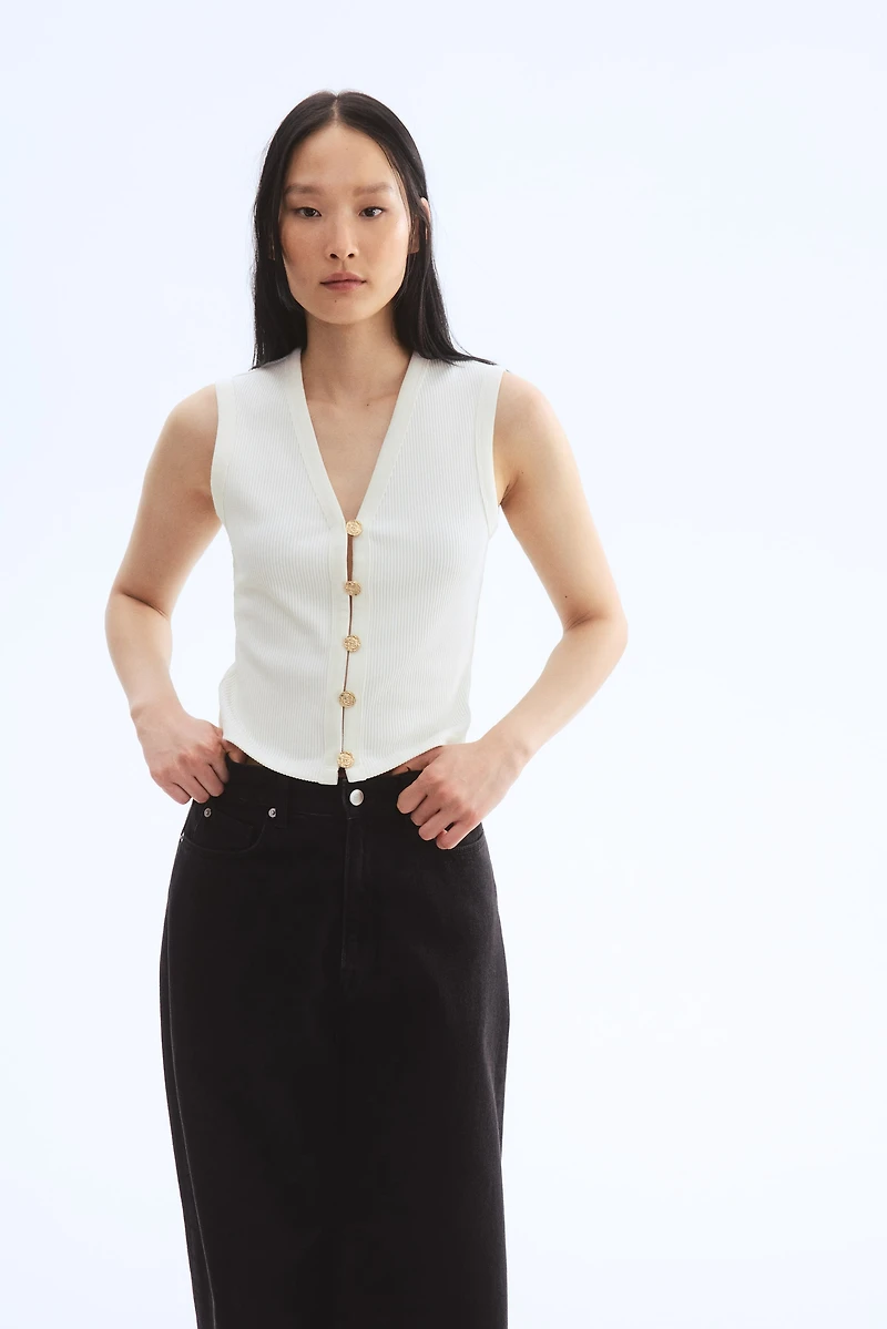 Gilet sans manches en tricot côtelé