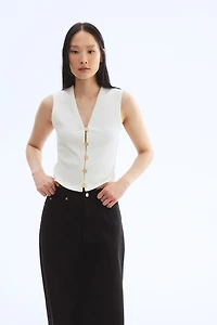 Gilet sans manches en tricot côtelé