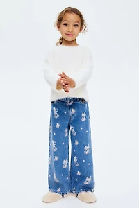 Jean imprimé aux jambes larges