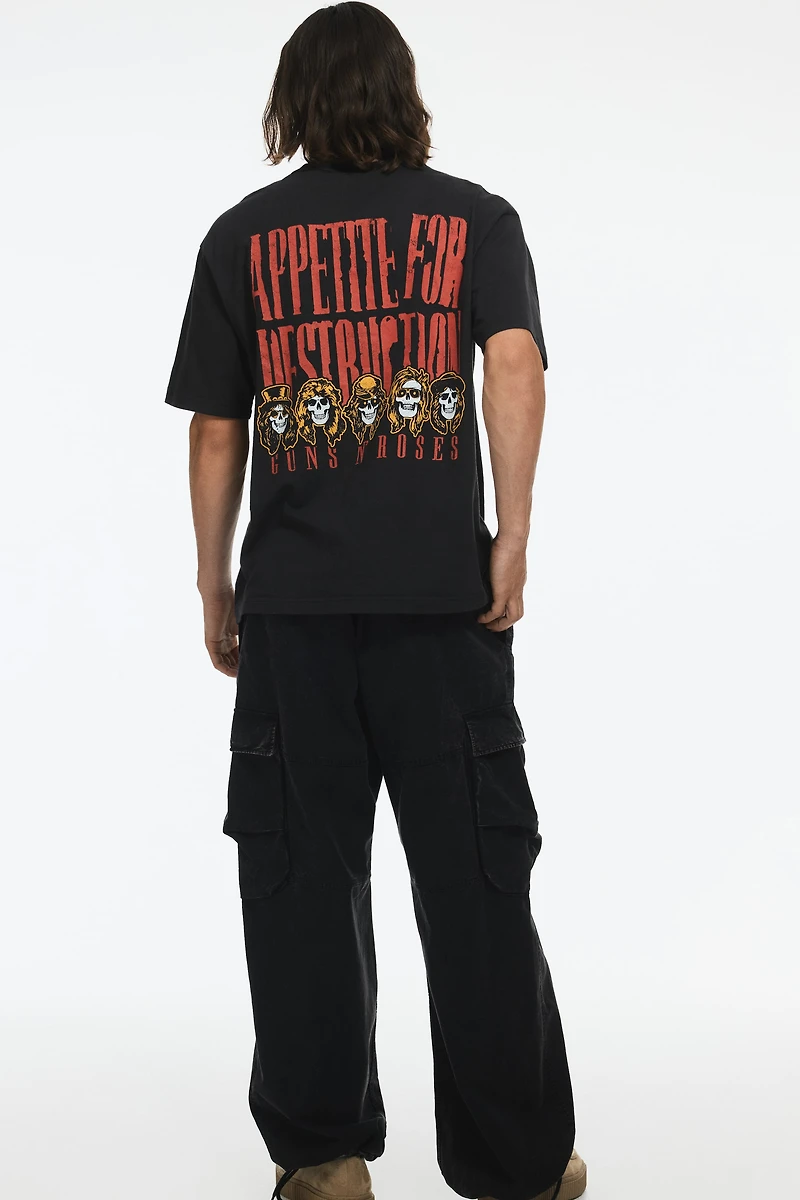 Loose Fit Vintage-Look Printed T-Shirt