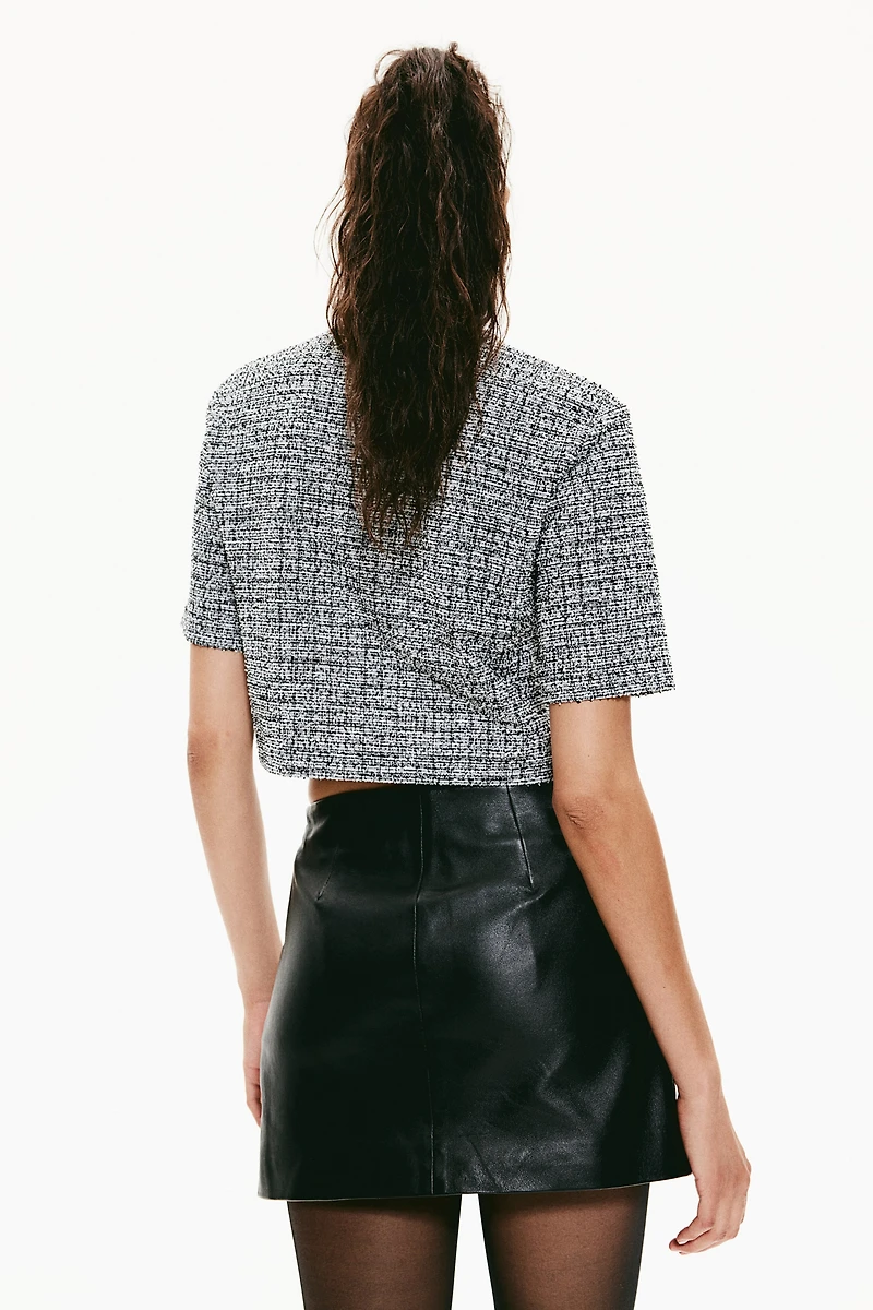 Short-Sleeved Bouclé Cardigan