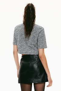 Short-Sleeved Bouclé Cardigan