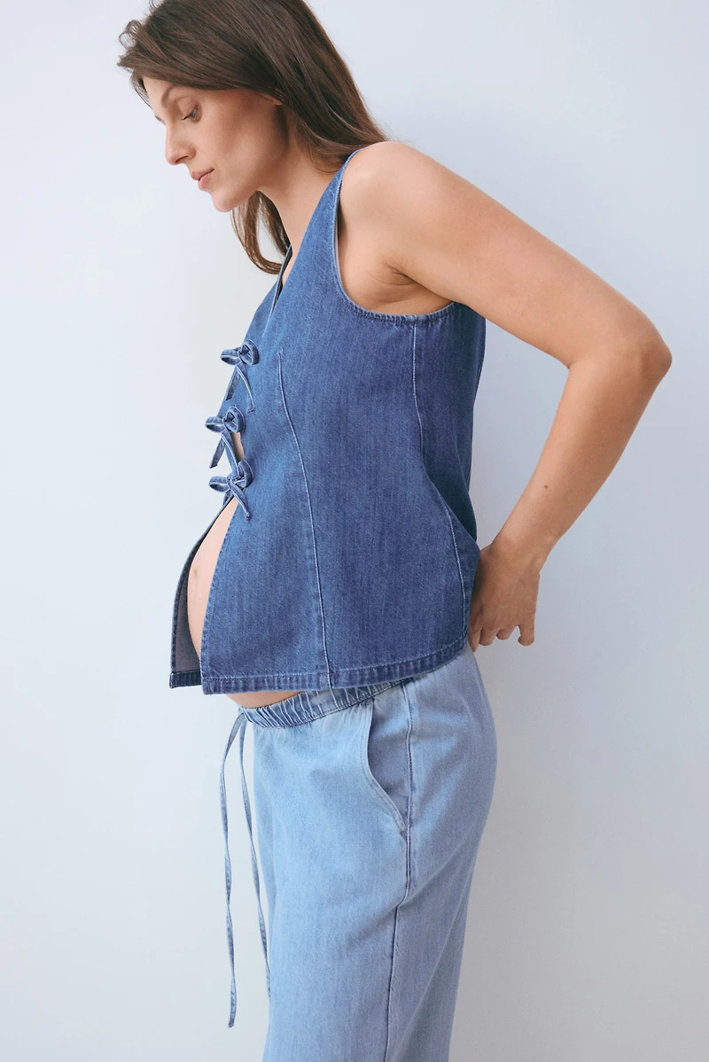 MAMA Chandail sans manches à nouer en denim