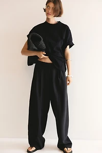 Creased Barrel-Leg Pants