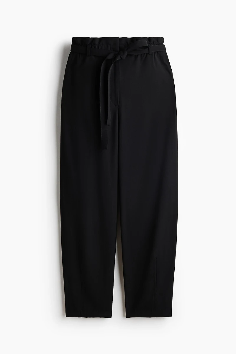 Tie-Belt Barrel-Leg Pants