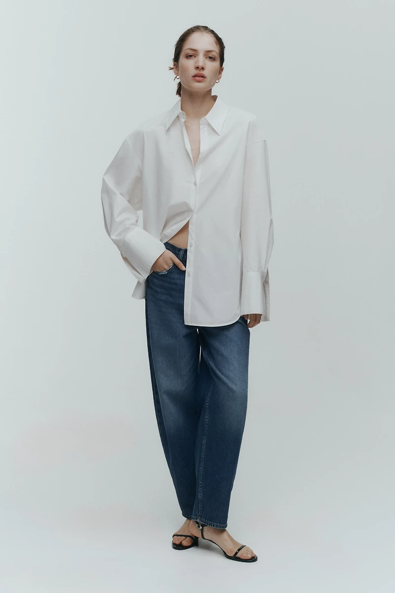 High-Waist Barrel-Leg Ankle Jeans