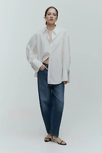 High-Waist Barrel-Leg Ankle Jeans