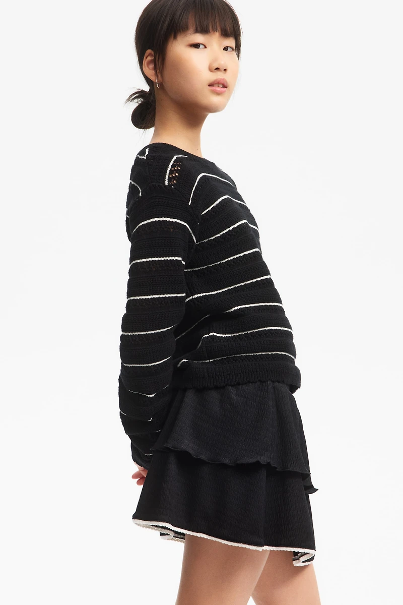 Picot-Trimmed Tiered Skirt