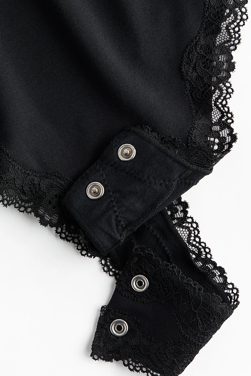 Seamless Lace-Trimmed Bodysuit