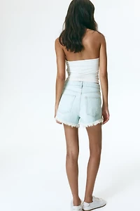 Distressed-Look Denim Shorts