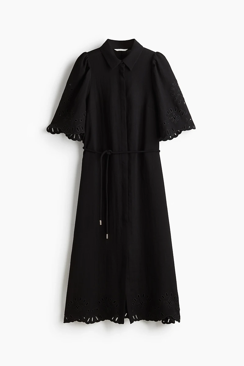 Shirt Dress with Eyelet Embroidery