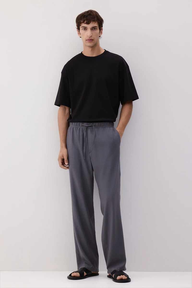 Relaxed Fit Linen-Blend Pants