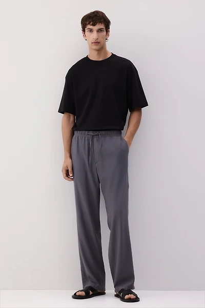 Relaxed Fit Linen-Blend Pants