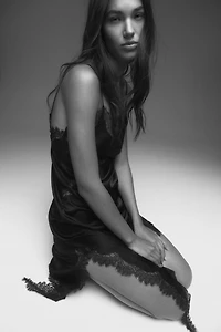 Lace-Trimmed Asymmetric Nightgown