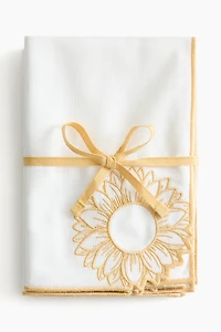 4-Pack Embroidered-Detail Linen-blend Napkins