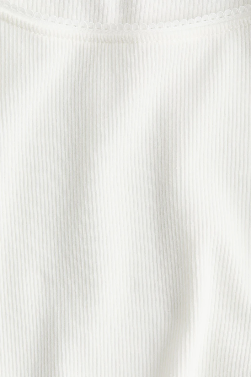 Picot-Trimmed Ribbed Top