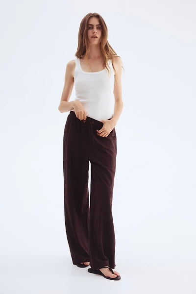 Wide-cut Pull-on Pants