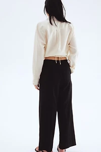 Wide-Leg Linen-Blend Pants