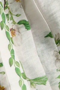 Pleated Linen-Blend Crop Top