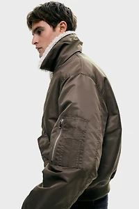 Loose-Fit Nylon Bomber Jacket