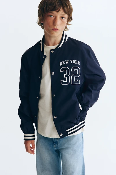Motif-Detail Baseball Jacket