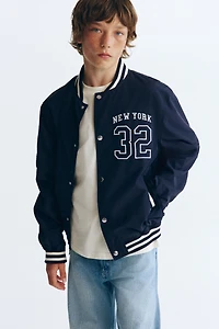 Motif-Detail Baseball Jacket