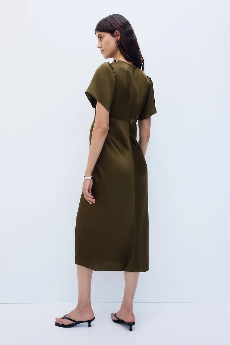 MAMA Lace-Trimmed Satin Dress