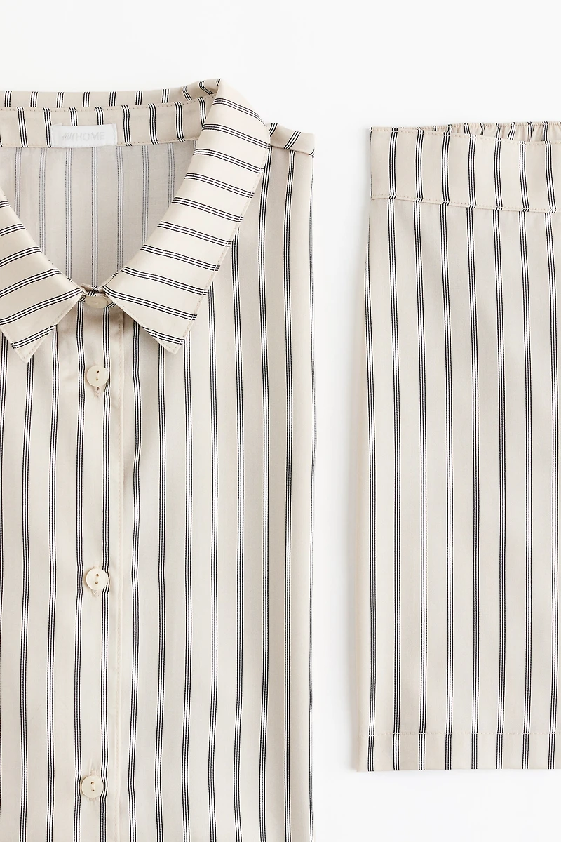 Pyjama rayé en satin de lyocell
