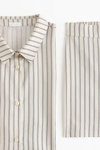 Pyjama rayé en satin de lyocell