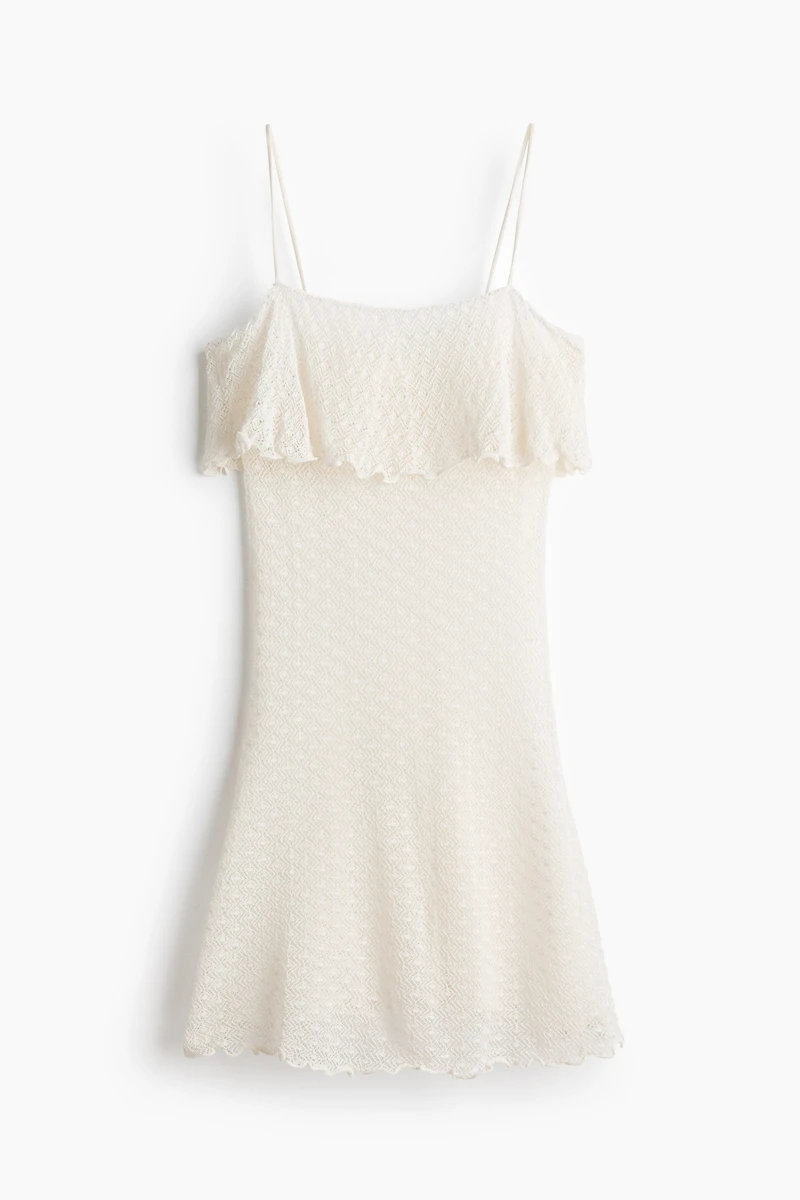 Haut à bretelles fines en tricot pointelle