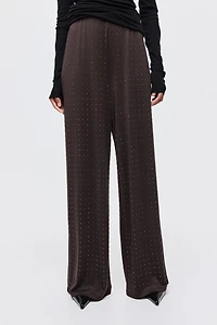 Rhinestone-Embellished Jersey Pants